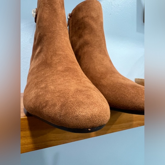 ALFANI PAAM NWOT Cognac Brown Zip Up Round Toe Padded Insole Booties SIZE 6.5 - Picture 8 of 8